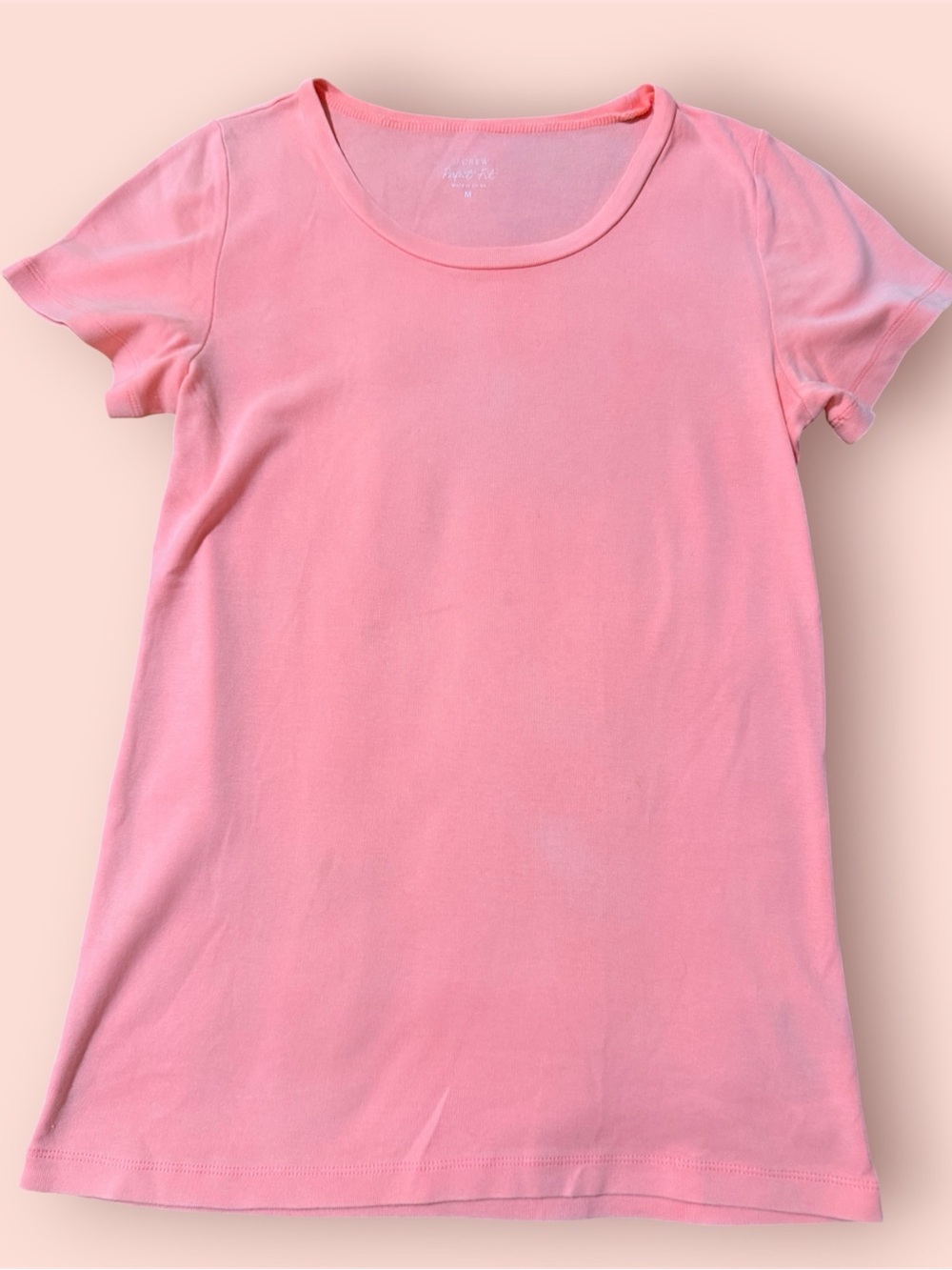 J. Crew Perfect Fit Cotton Short Sleeve Crew Neck Tee, Peach Color, Sz M - Picture 1 of 10